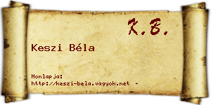 Keszi Béla névjegykártya